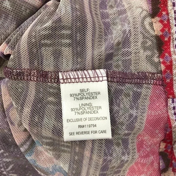 One World Mulit Color Boho Short Sleeve Shirt M - Picture 8 of 8